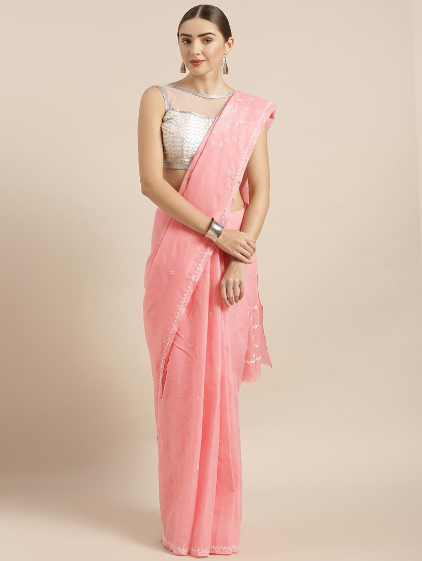 sea pink chikankari saree - 15775361 - Zoom Image - 1