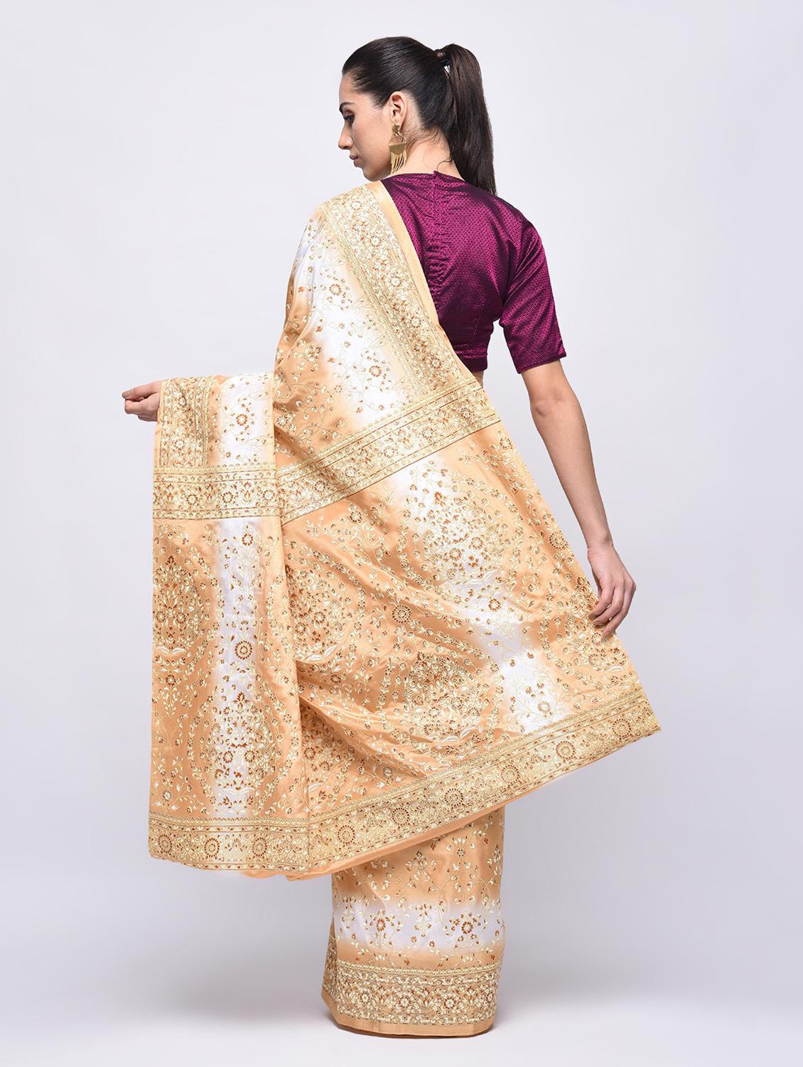 floral embroidered saree with blouse - 15775365 - Zoom Image - 2
