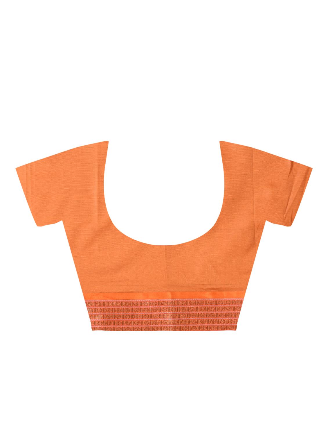 contrast bordered self design saree with blouse - 15775372 - Zoom Image - 4