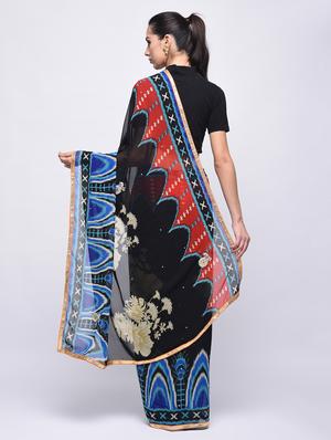 printed embellished saree with blouse - 15775382 - Standard Image - 2
