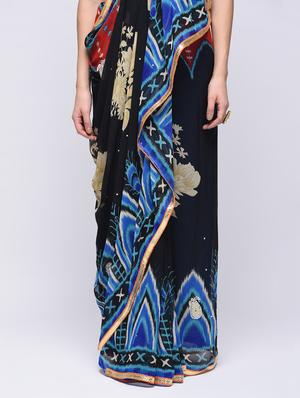 printed embellished saree with blouse - 15775382 - Standard Image - 3