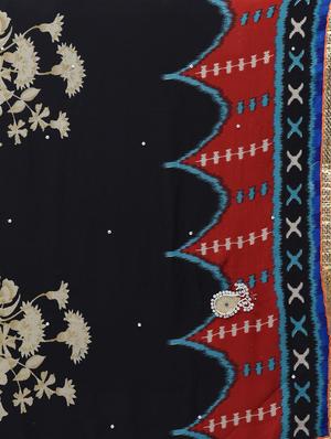 printed embellished saree with blouse - 15775382 - Standard Image - 5