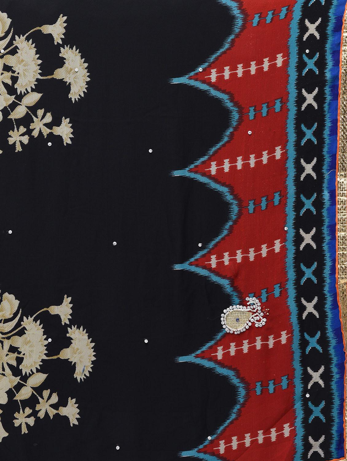 printed embellished saree with blouse - 15775382 - Zoom Image - 5