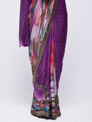 jacquard bird motif saree with blouse - 15775393 - Standard Image - 3