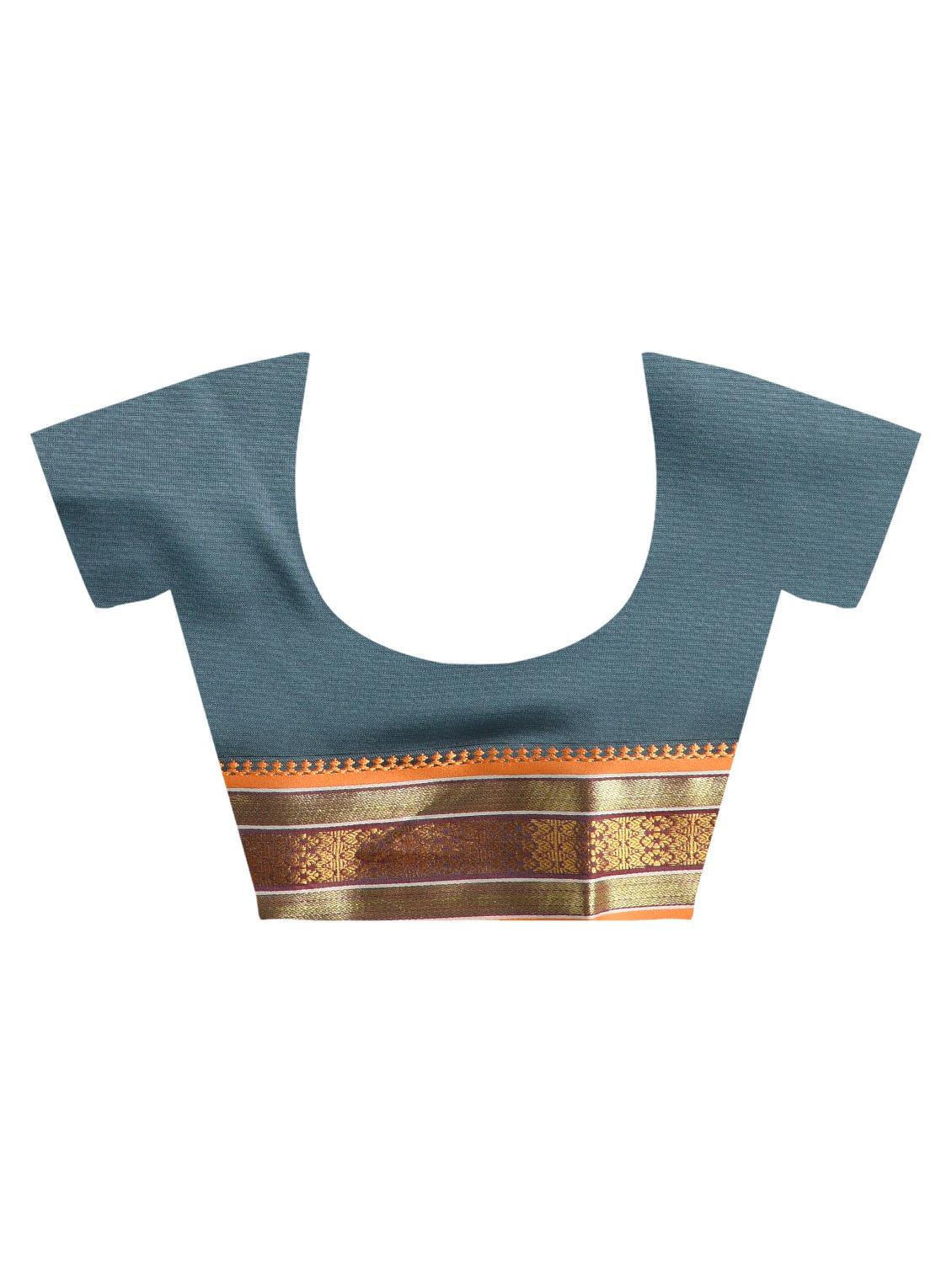contrast border self design saree with blouse - 15775396 - Zoom Image - 4