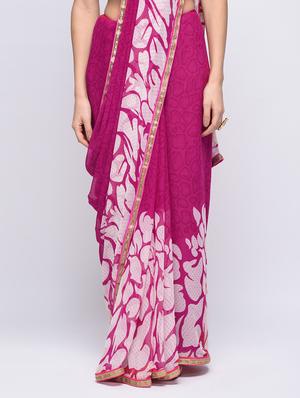 floral printed saree with blouse - 15775418 - Standard Image - 3
