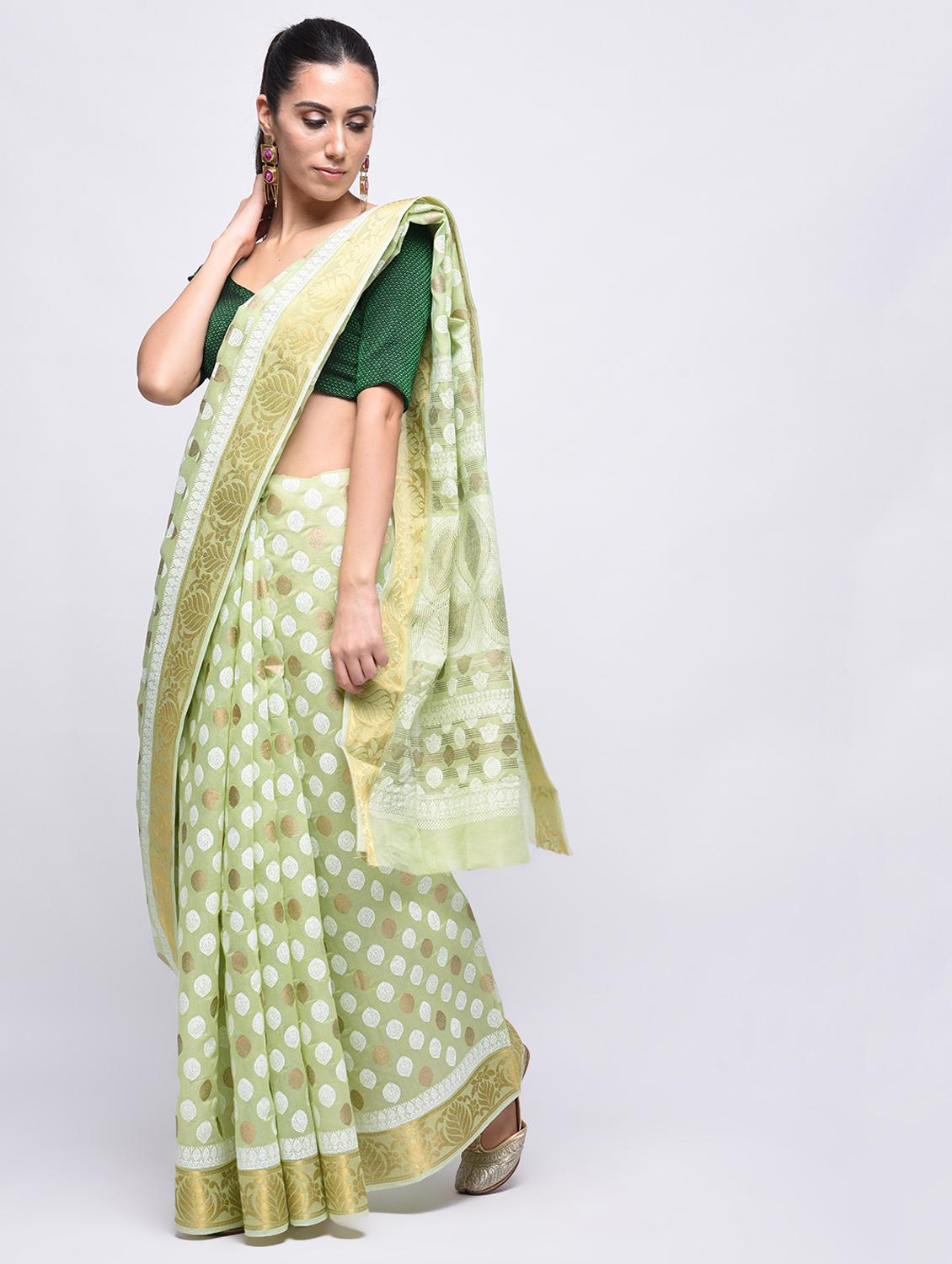 ethnic motif printed saree with blouse - 15775422 - Zoom Image - 1