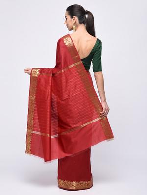 embroidered border solid saree with blouse - 15775427 - Standard Image - 2