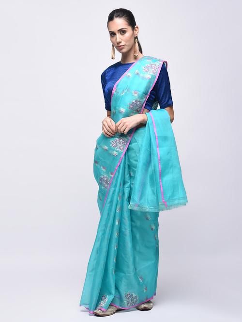 ethnic motif embroidered saree with blouse - 15775431 - Standard Image - 1
