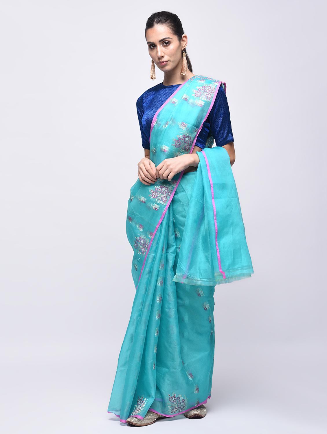 ethnic motif embroidered saree with blouse - 15775431 - Zoom Image - 1
