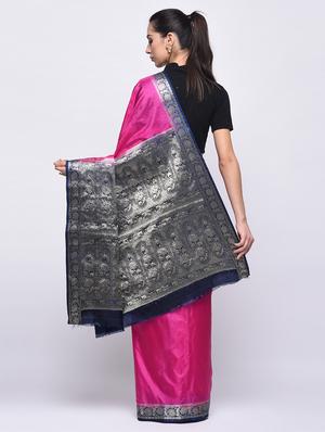 self design border solid saree with blouse - 15775438 - Standard Image - 2
