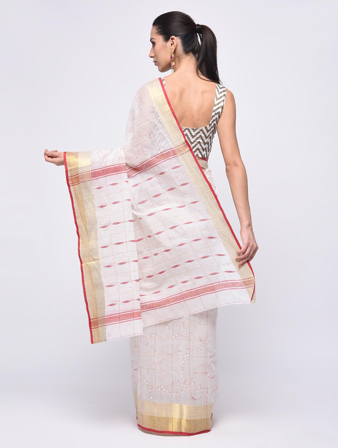 self design border printed saree with blouse - 15775440 - Zoom Image - 2