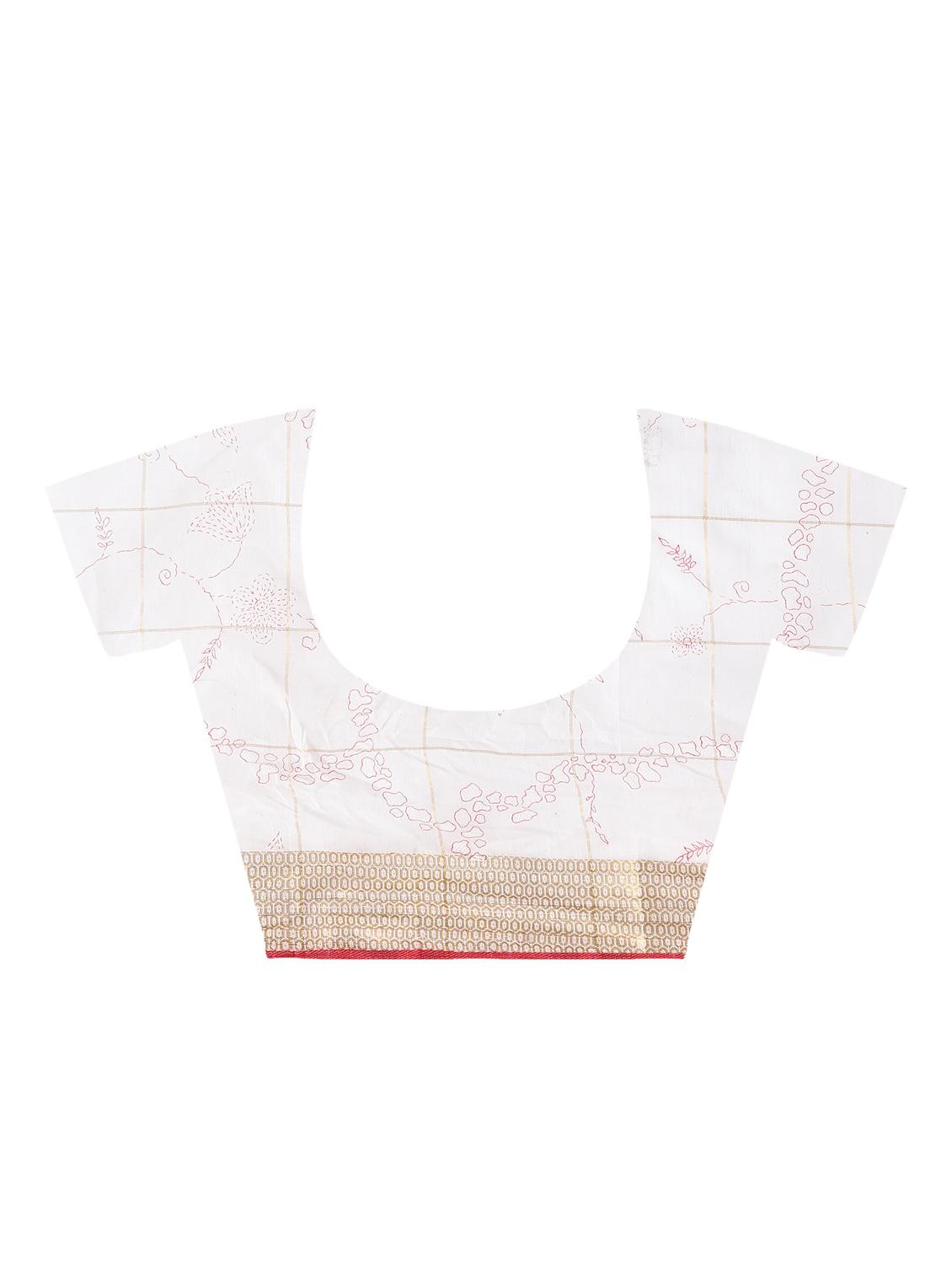 self design border printed saree with blouse - 15775440 - Zoom Image - 4