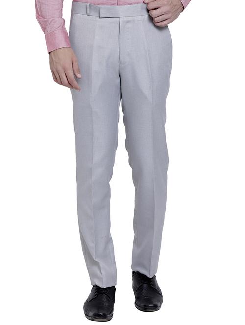 grey polyester blend flat front formal trouser - 15775658 - Standard Image - 1