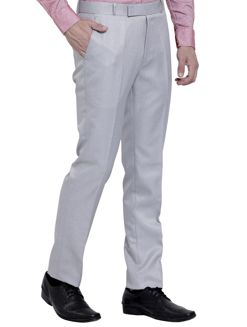 grey polyester blend flat front formal trouser - 15775658 - Zoom Image - 2