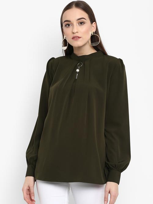 mock neck pleated top - 15775683 - Standard Image - 1