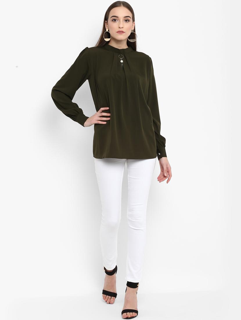 mock neck pleated top - 15775683 - Zoom Image - 4