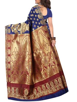 zari jacquad woven saree with blouse - 15775960 - Standard Image - 2