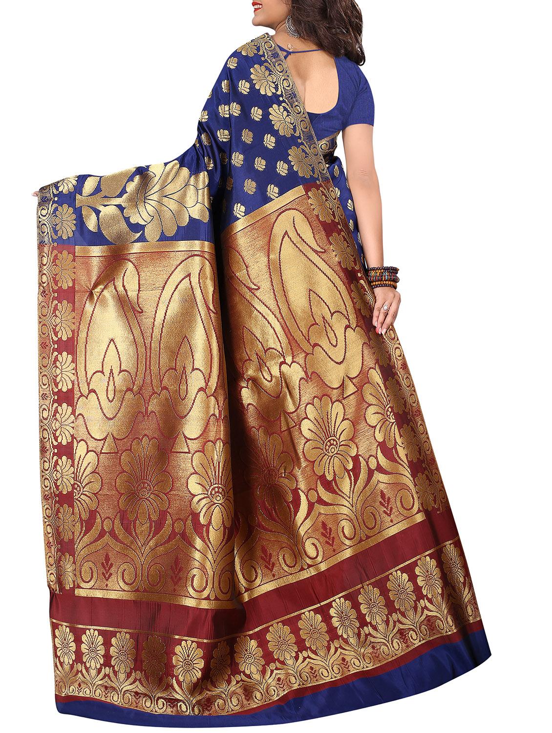 zari jacquad woven saree with blouse - 15775960 - Zoom Image - 2