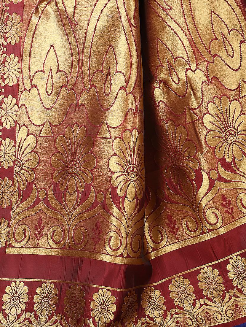 zari jacquad woven saree with blouse - 15775960 - Zoom Image - 3