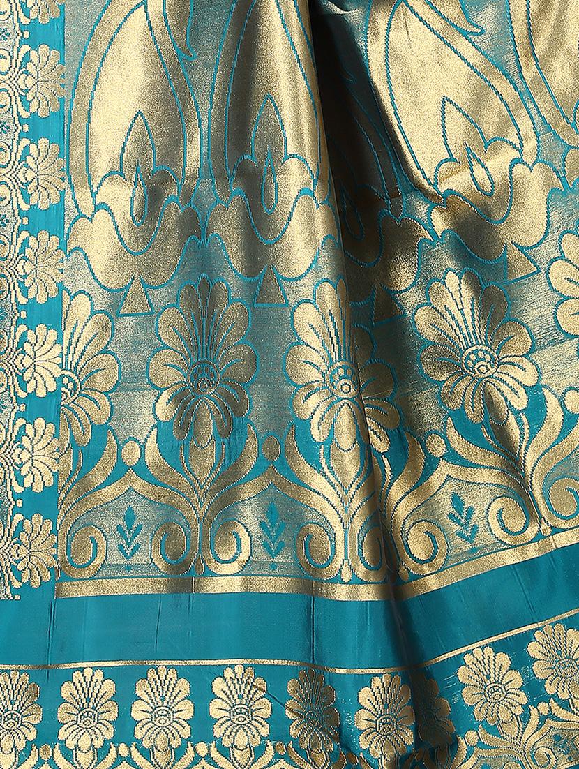 maroon zari jacquad woven saree with blouse - 15775963 - Zoom Image - 3