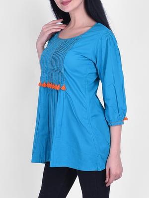 blue viscose aline kurti - 15776807 - Standard Image - 2