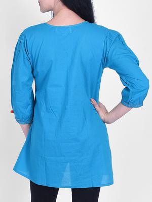 blue viscose aline kurti - 15776807 - Standard Image - 3