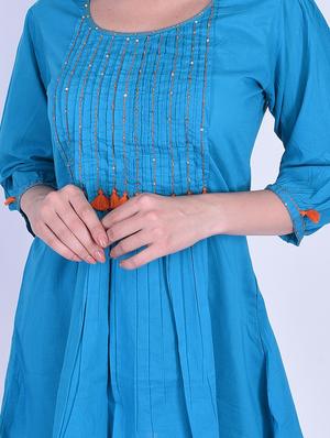blue viscose aline kurti - 15776807 - Standard Image - 4