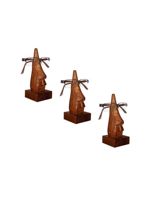 desi karigar unique hand carved rosewood nose-shaped eyeglass spectacle holder (set of 3) - 15776919 - Standard Image - 1