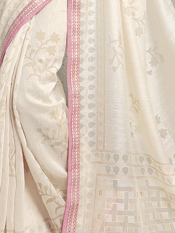 floral printed handloom saree with blouse - 15777037 - Zoom Image - 2