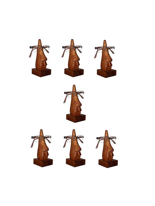 desi karigar unique hand carved rosewood nose-shaped eyeglass spectacle holder family pack (set of 7) - 15777038 - Standard Image - 1