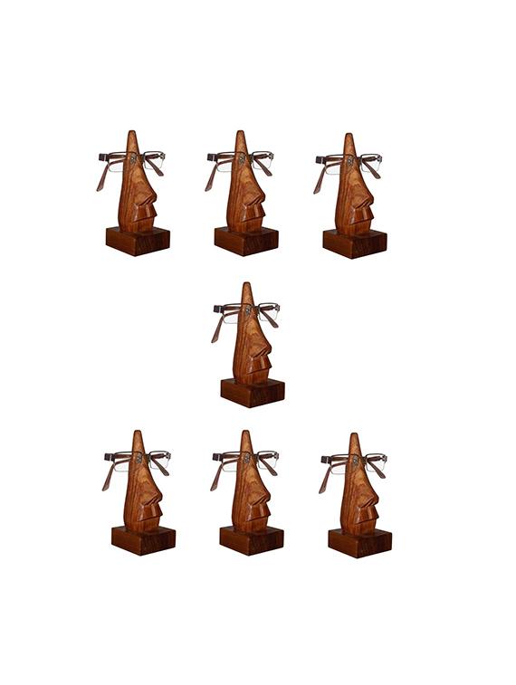 desi karigar unique hand carved rosewood nose-shaped eyeglass spectacle holder family pack (set of 7) - 15777038 - Zoom Image - 1