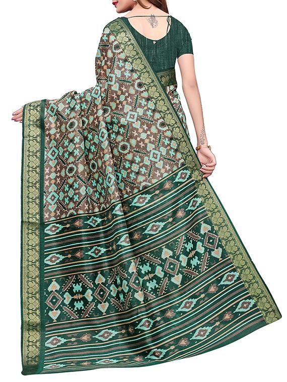 zari bordered dhakai silk printed saree with blouse - 15777541 - Zoom Image - 2