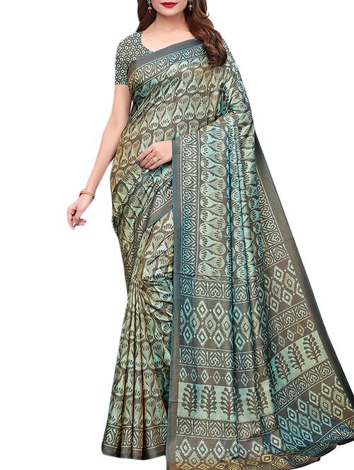 dhakai silk printed saree with blouse - 15777553 - Standard Image - 1
