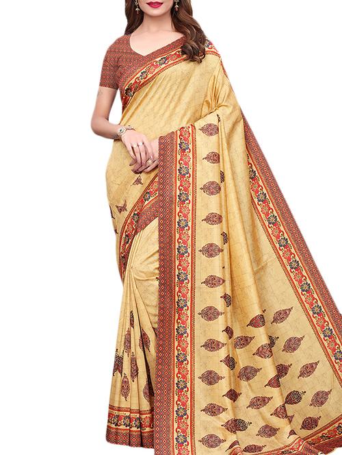 contrast border digital printed assam silk saree with blouse - 15777574 - Standard Image - 1
