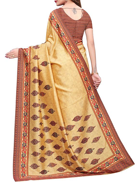 contrast border digital printed assam silk saree with blouse - 15777574 - Zoom Image - 2