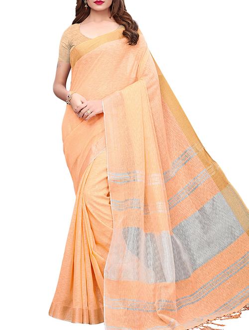 handloom linen saree with blouse - 15777585 - Very Small Image - 1