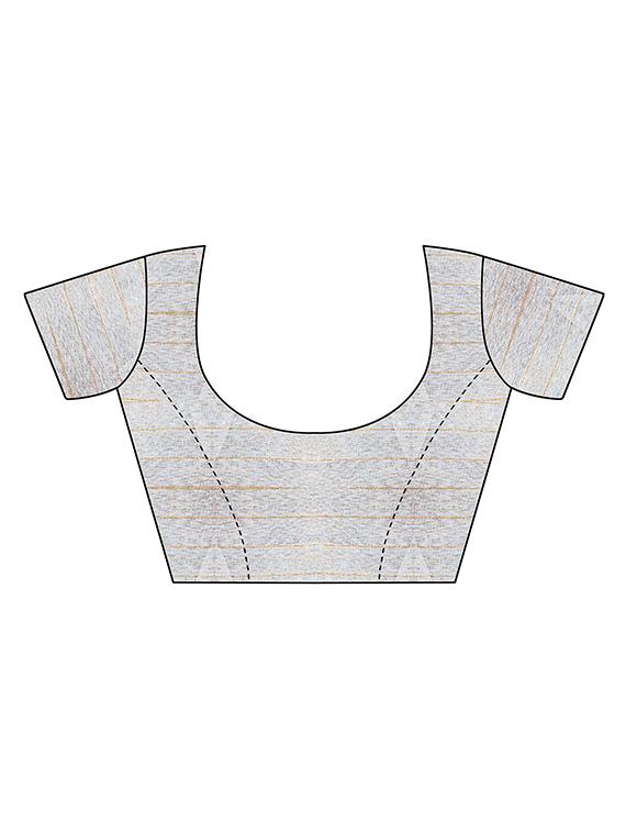 bordered handloom linen saree with blouse - 15777593 - Zoom Image - 3