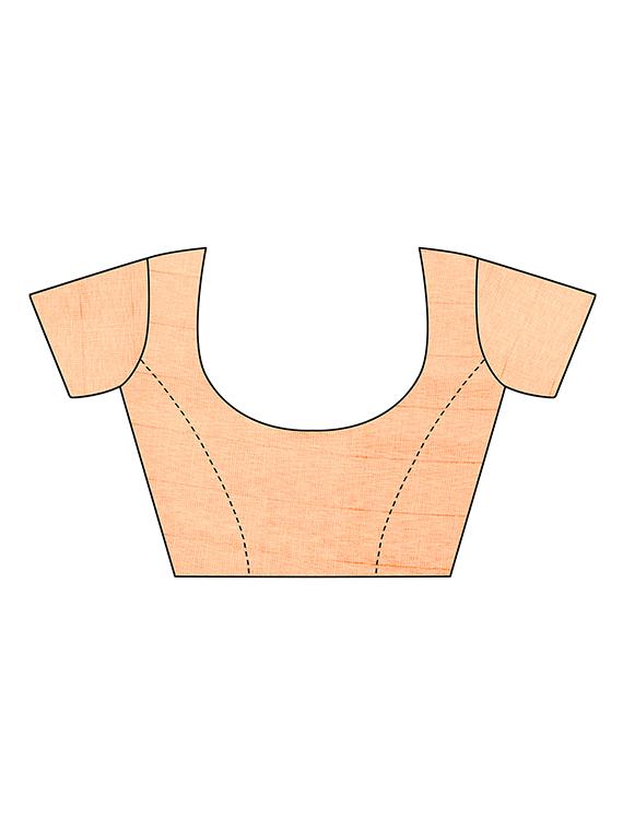 bordered handloom linen saree with blouse - 15777599 - Zoom Image - 3
