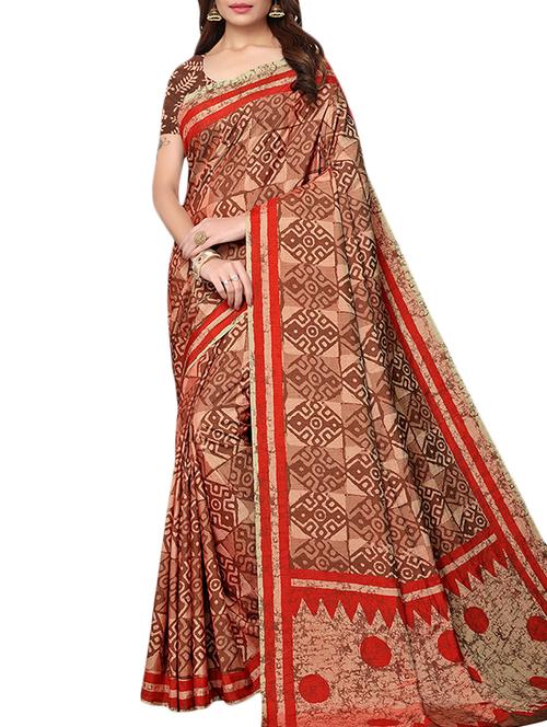 dhakai silk printed saree with blouse - 15777607 - Very Small Image - 1