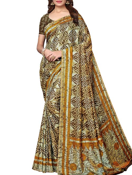 dhakai silk printed saree with blouse - 15777609 - Very Small Image - 1