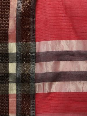 contrast border art silk saree with blouse - 15777623 - Standard Image - 4