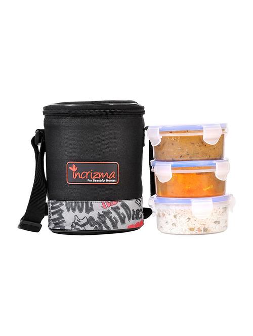 plastic yummy trio lunch box with black bag - 15778002 - Standard Image - 1