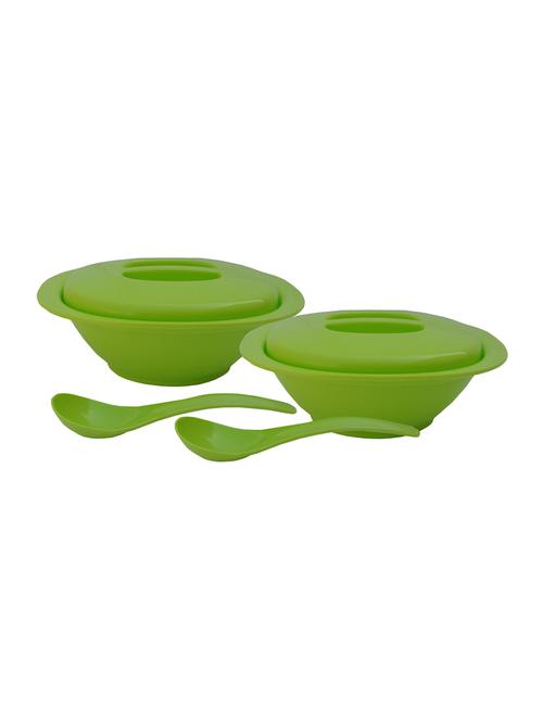 incrizma plastic serving bowl with double serving spoon set, 24cm, lime green - 15778017 - Standard Image - 1