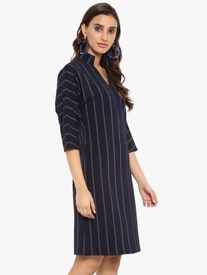 mandarin neck striped sheath dress - 15778537 - Standard Image - 2