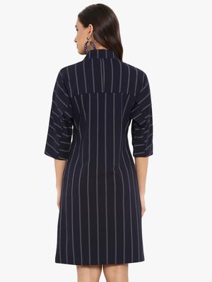 mandarin neck striped sheath dress - 15778537 - Standard Image - 3
