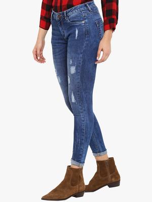turn-up hem distressed jeans - 15778543 - Standard Image - 2