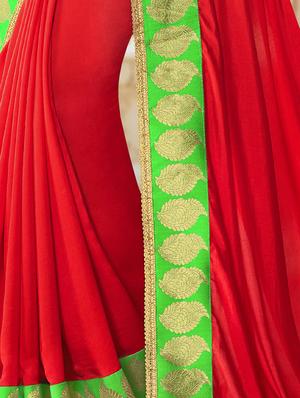 zari lace embroidered solid saree with blouse - 15778575 - Standard Image - 2