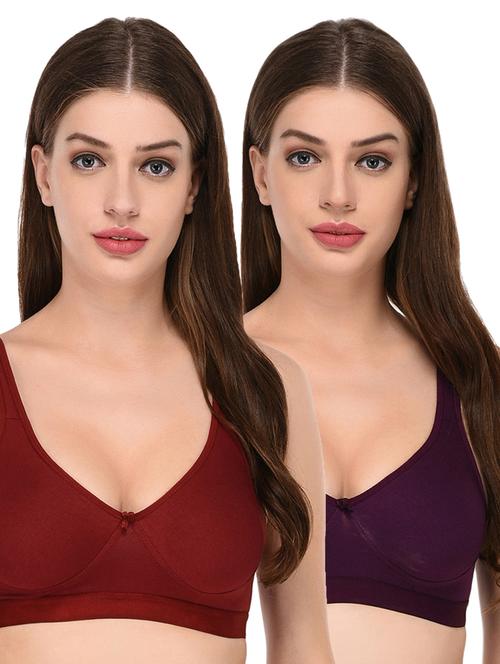 set of 2 solid sports bras - 15778766 - Standard Image - 1