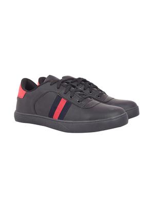 black leatherette lace up sneakers - 15778777 - Standard Image - 3
